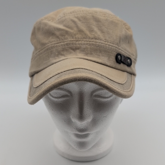 Other - Tan Military Style Cap Adjustable Strap Chain Polyester Blend